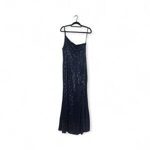 Dear Emilia Glamorous One Shoulder Navy Sequin Dress Formal special Occasion